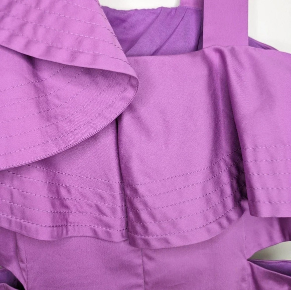 Veronica Beard Beilla One Shoulder Ruffle Cutout Maxi Dress in Vivid Orchid Sz 2 - Picture 14 of 17